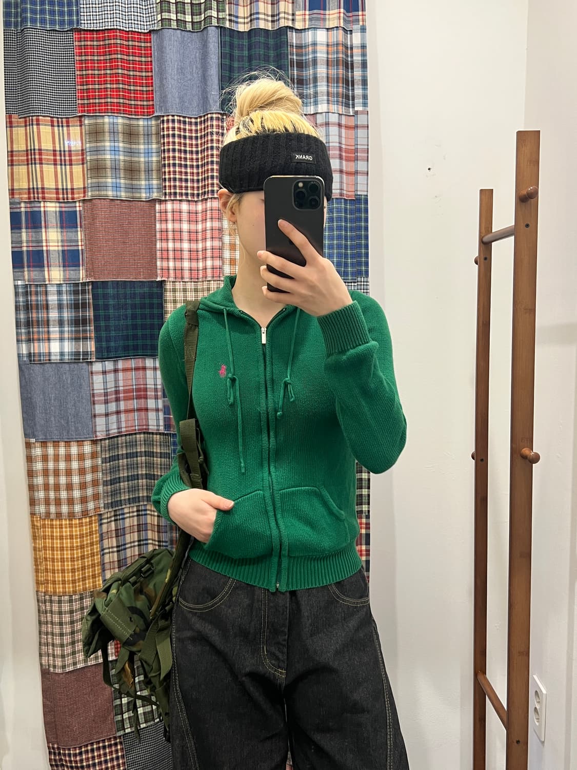 폴로 그린 니트 후드집업 상품이미지1