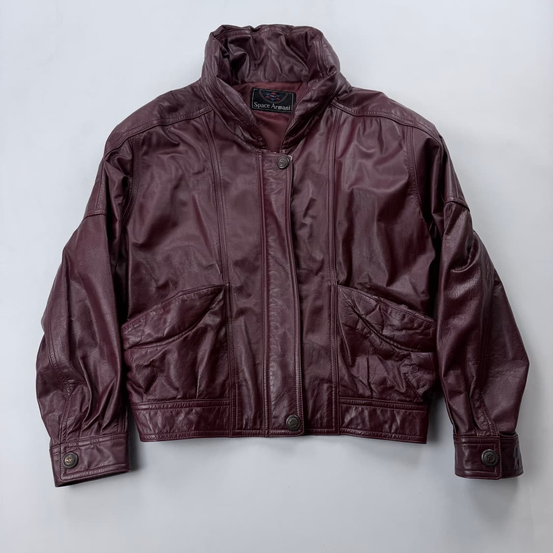 Space Armani 레더 봄버 자켓 버건디 상품이미지1