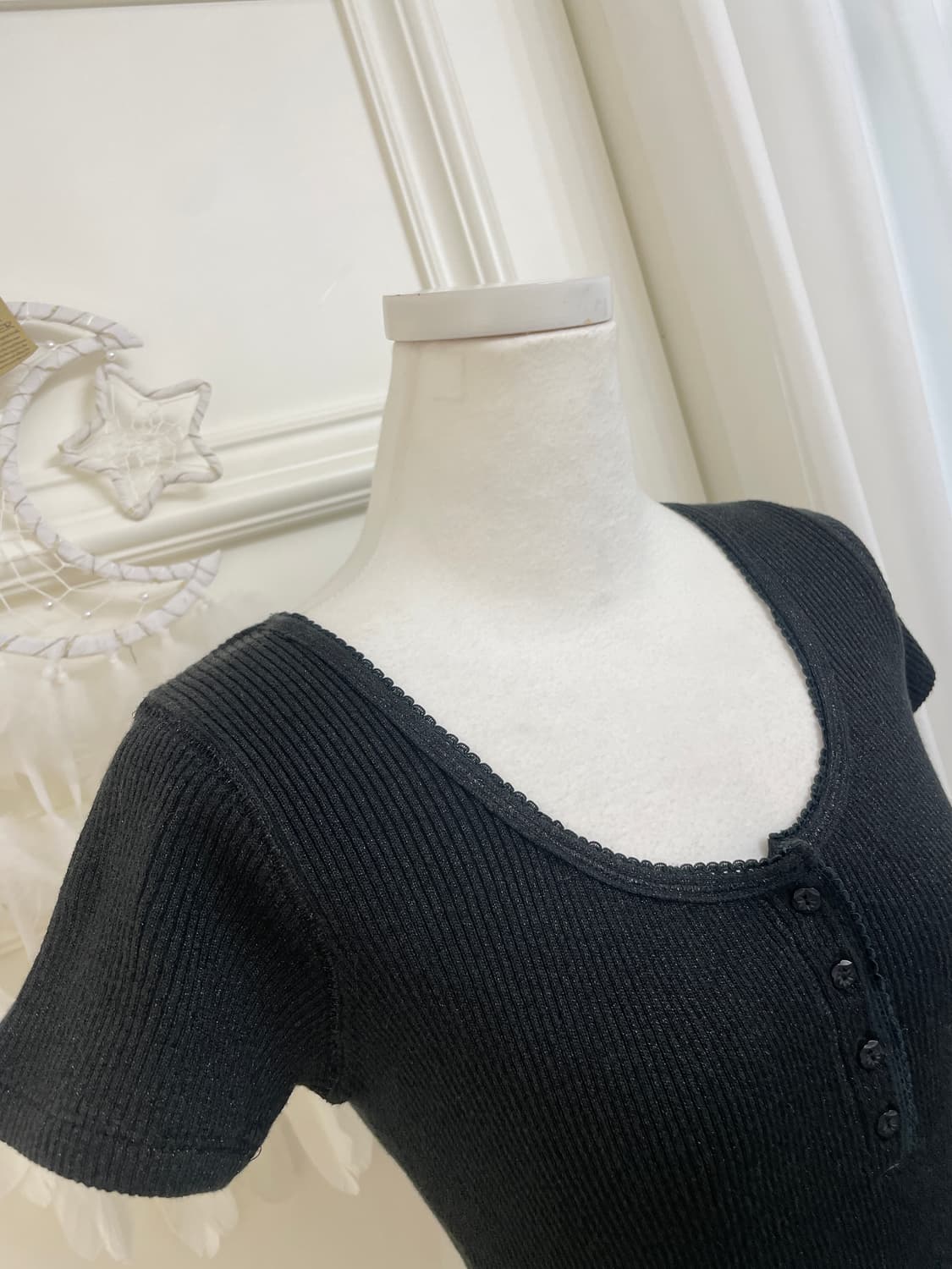 black twinkle span basic top(size-M) 상품이미지7
