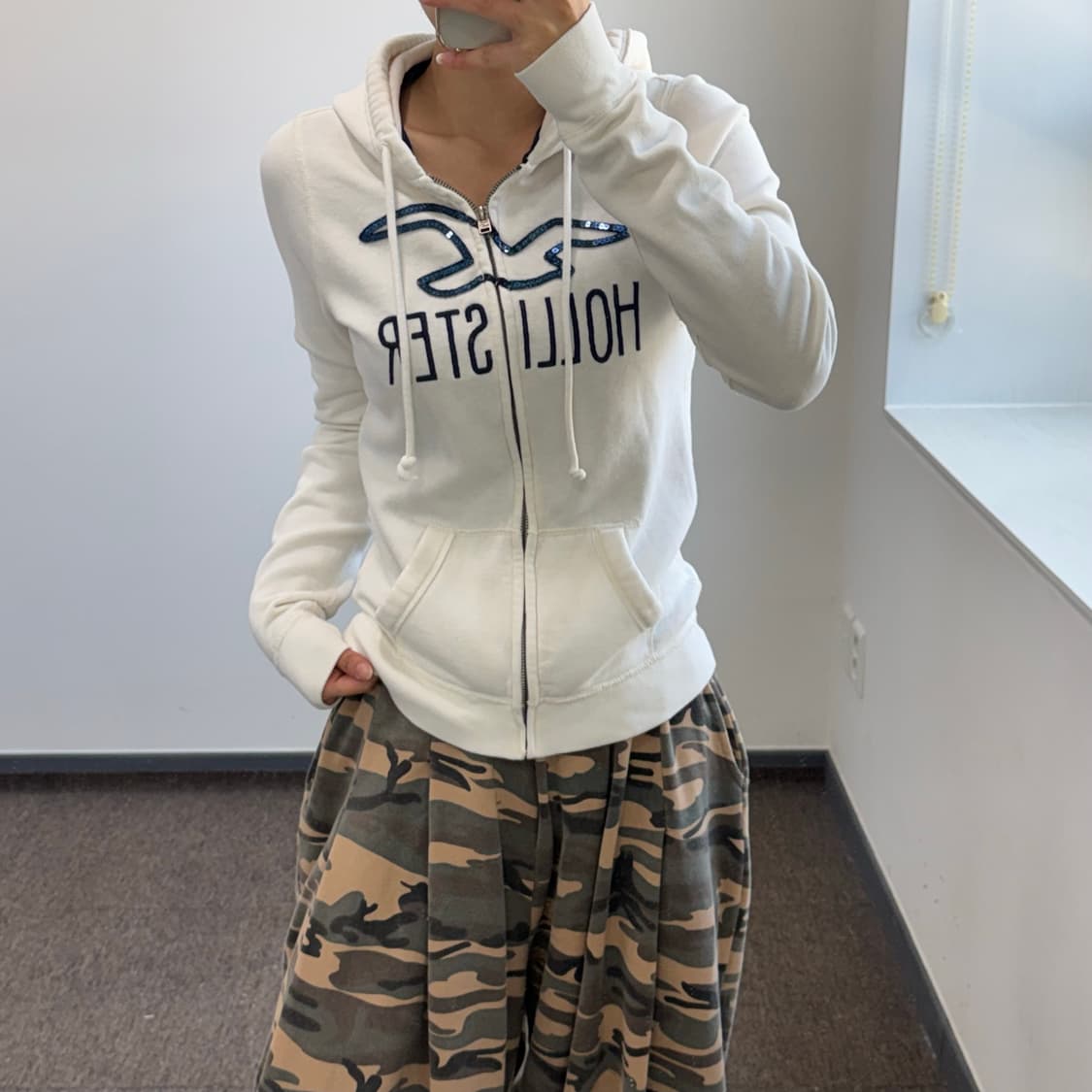 Hollister 홀리스터 스펠아웃로고 아이보리 후드집업  상품이미지2