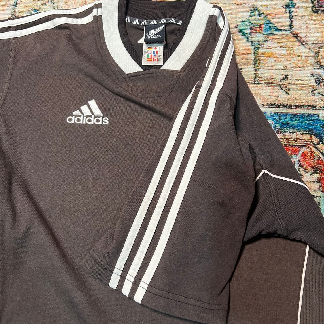 [L] 00s 아디다스 뉴질랜드 올블랙 럭비 반팔 상품이미지8