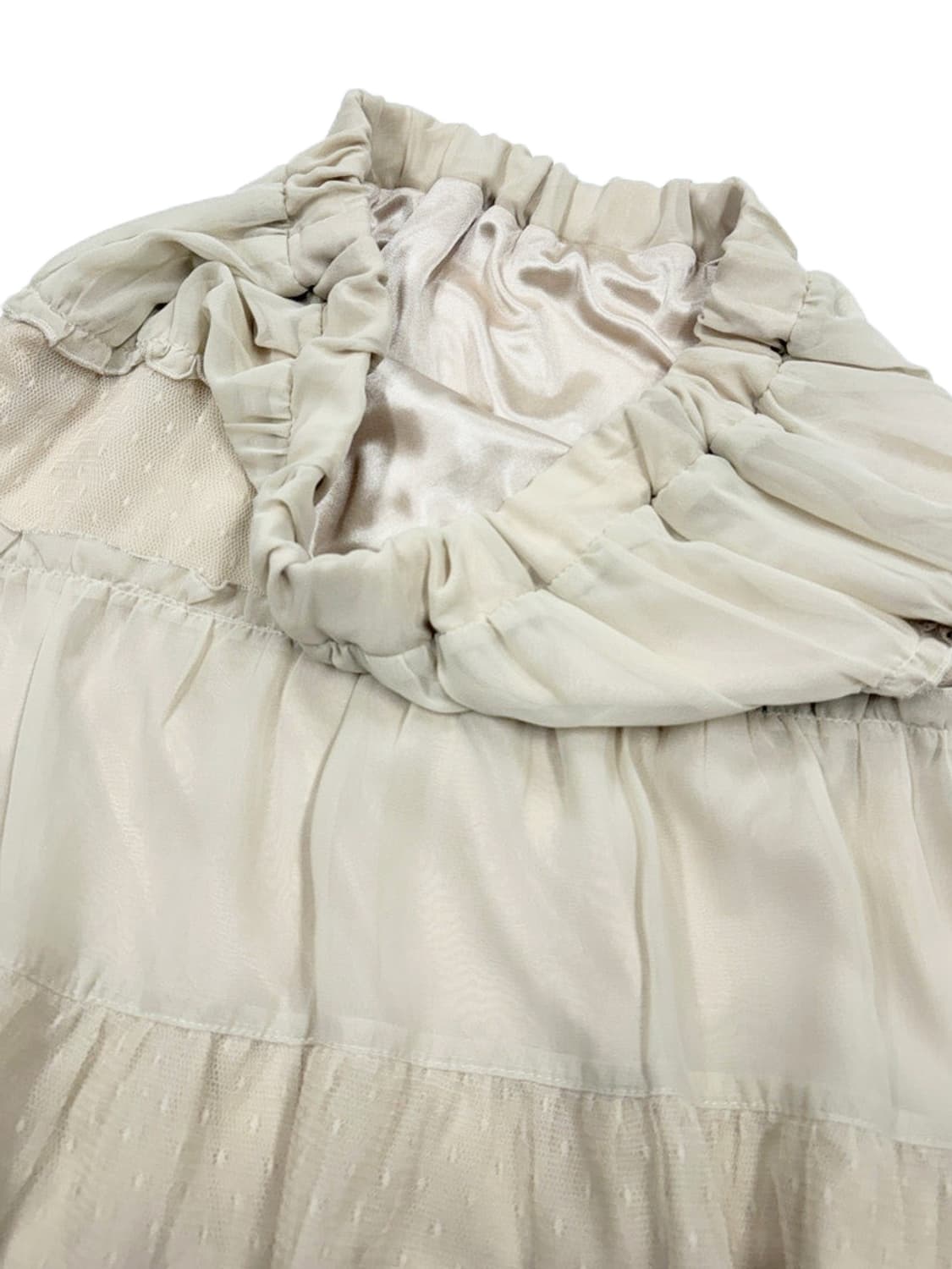 빈티지 아이보리 도트 레이스 모리 프릴 미디 스커트 상품이미지3