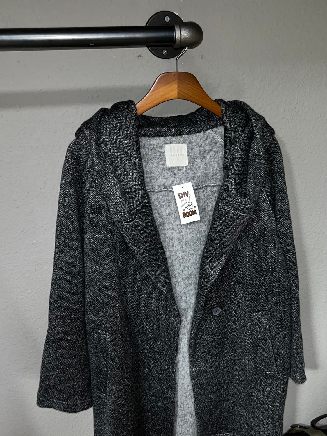 빈티지 헤링본 후드 코트 상품이미지3