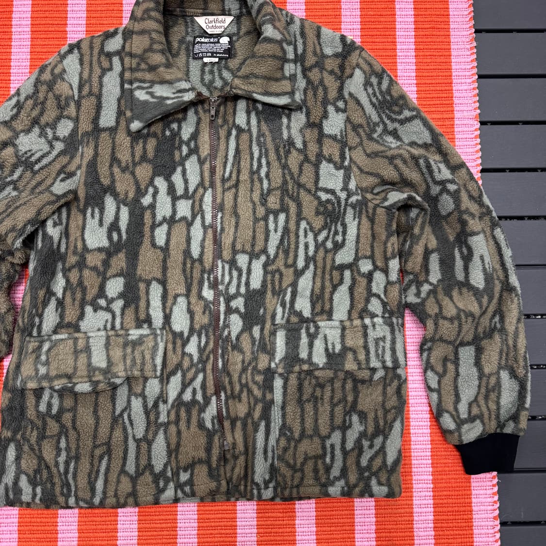 80s 클라크필드 트리바크 카모 후리스 집업 made in USA (L) 상품이미지2