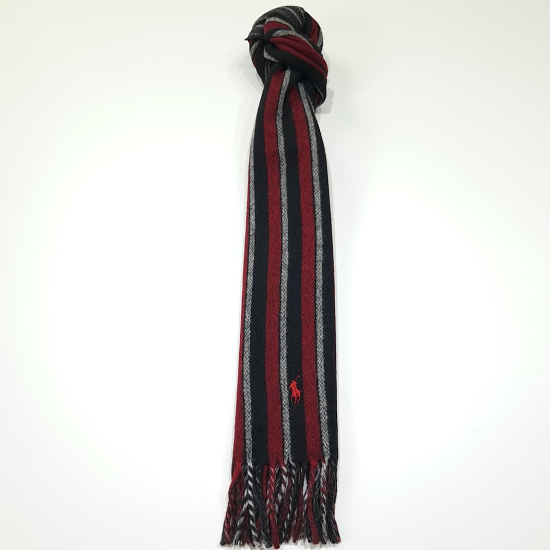 MX458 폴로 이태리판 버진울 스트라이프 버건디 머플러 목도리 상품이미지5