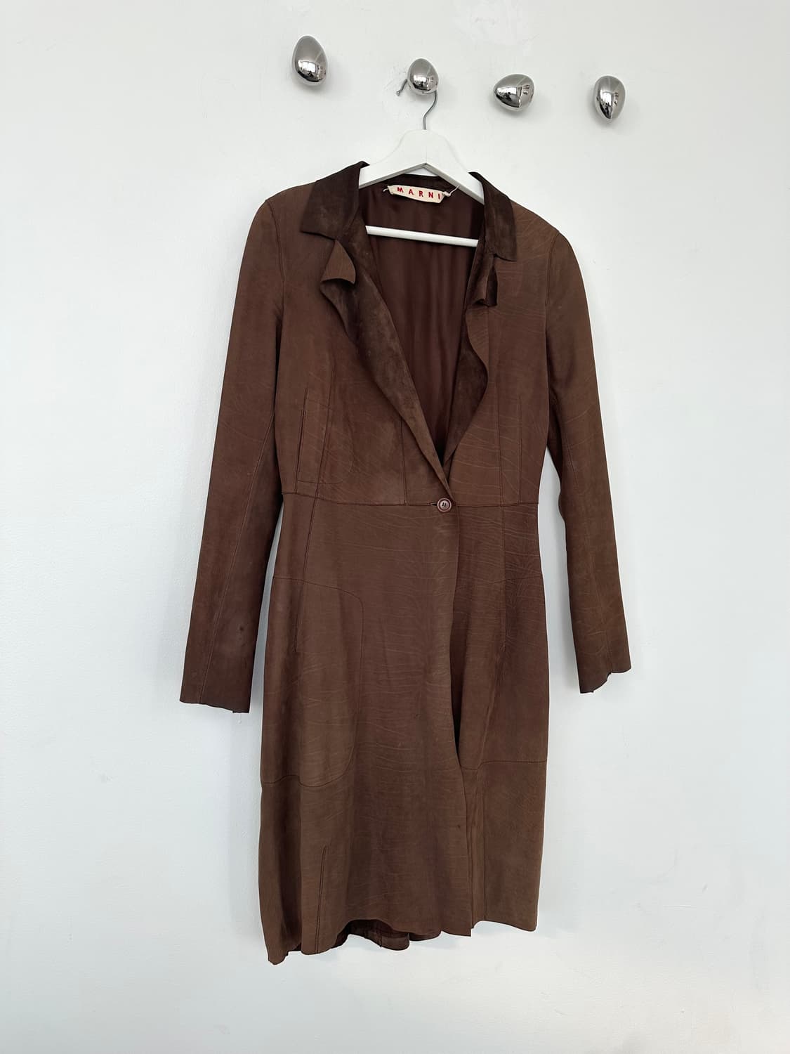 마르니 2000s 스웨이드 카프스킨 레더 롱코트 상품이미지2