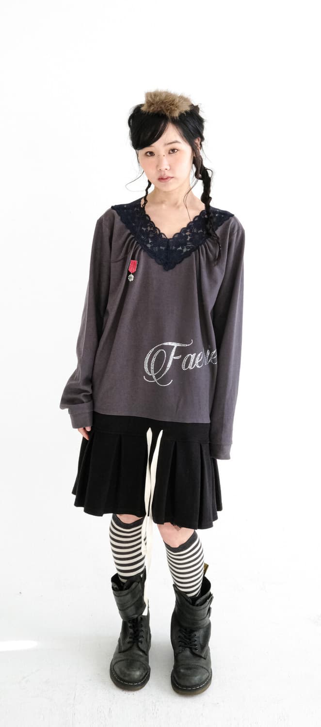 샵페어리 lace V neck pleats dress (black) 상품이미지1