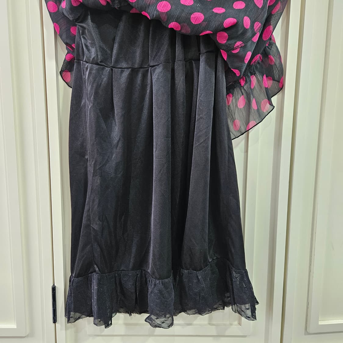 블랙 핑크 도트 쉬폰 원피스 상품이미지6