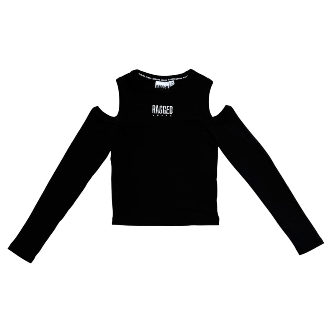 ragged jeans 블랙 어깨 트임 롱슬리브 상품이미지1