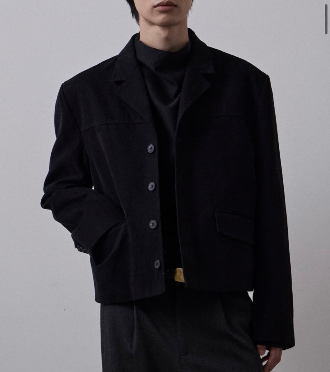 르아브 도미넌트 크롭 너치드 자켓 블랙 m 상품이미지1