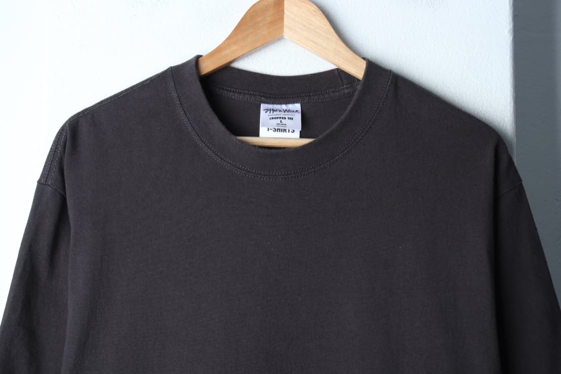 (L-XL) 샤카웨어 반팔 티셔츠 USA 차콜 무지 크롭-H32092 상품이미지3