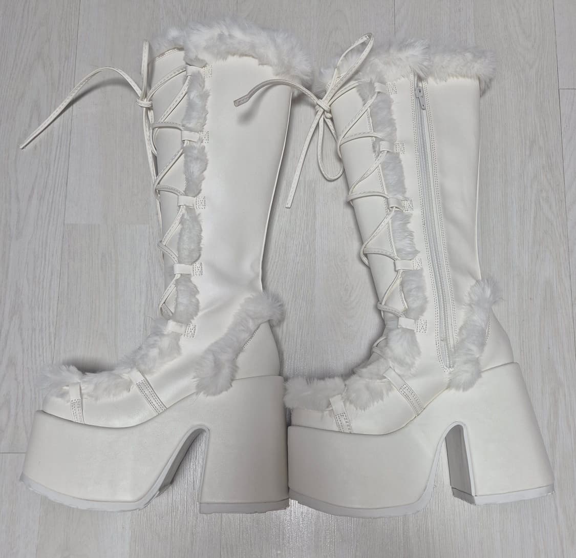 데모니아 카멜311 화이트 퍼 니하이 롱 부츠 240 상품이미지2