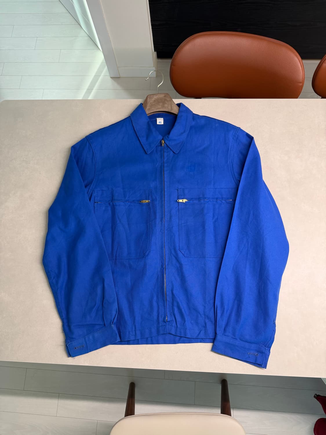 70s~80s 프렌치 워크웨어 로얄블루 골드집업 자켓 상품이미지1