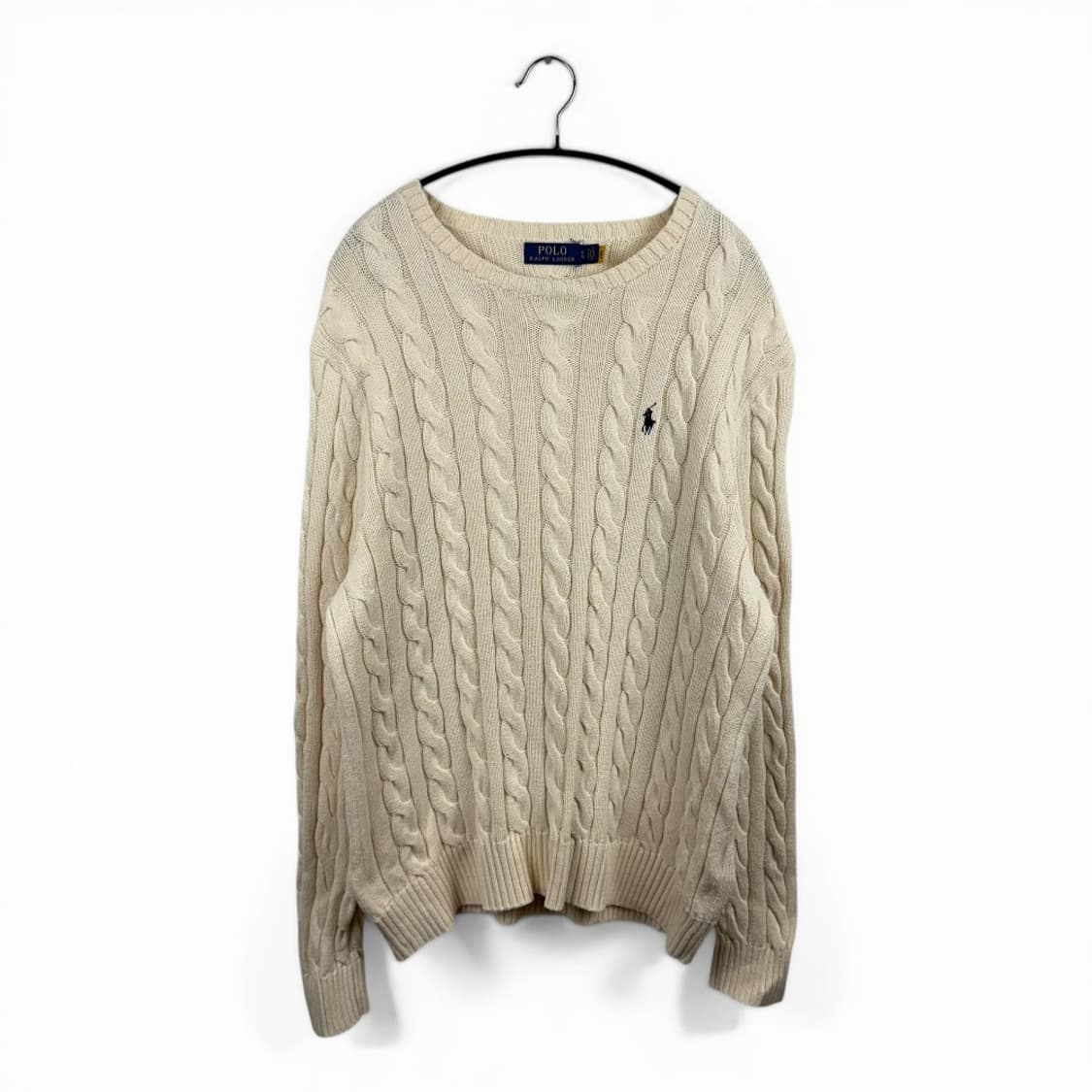 (L) 폴로 랄프로렌 신형 케이블 꽈배기 니트 아이보리 상품이미지1