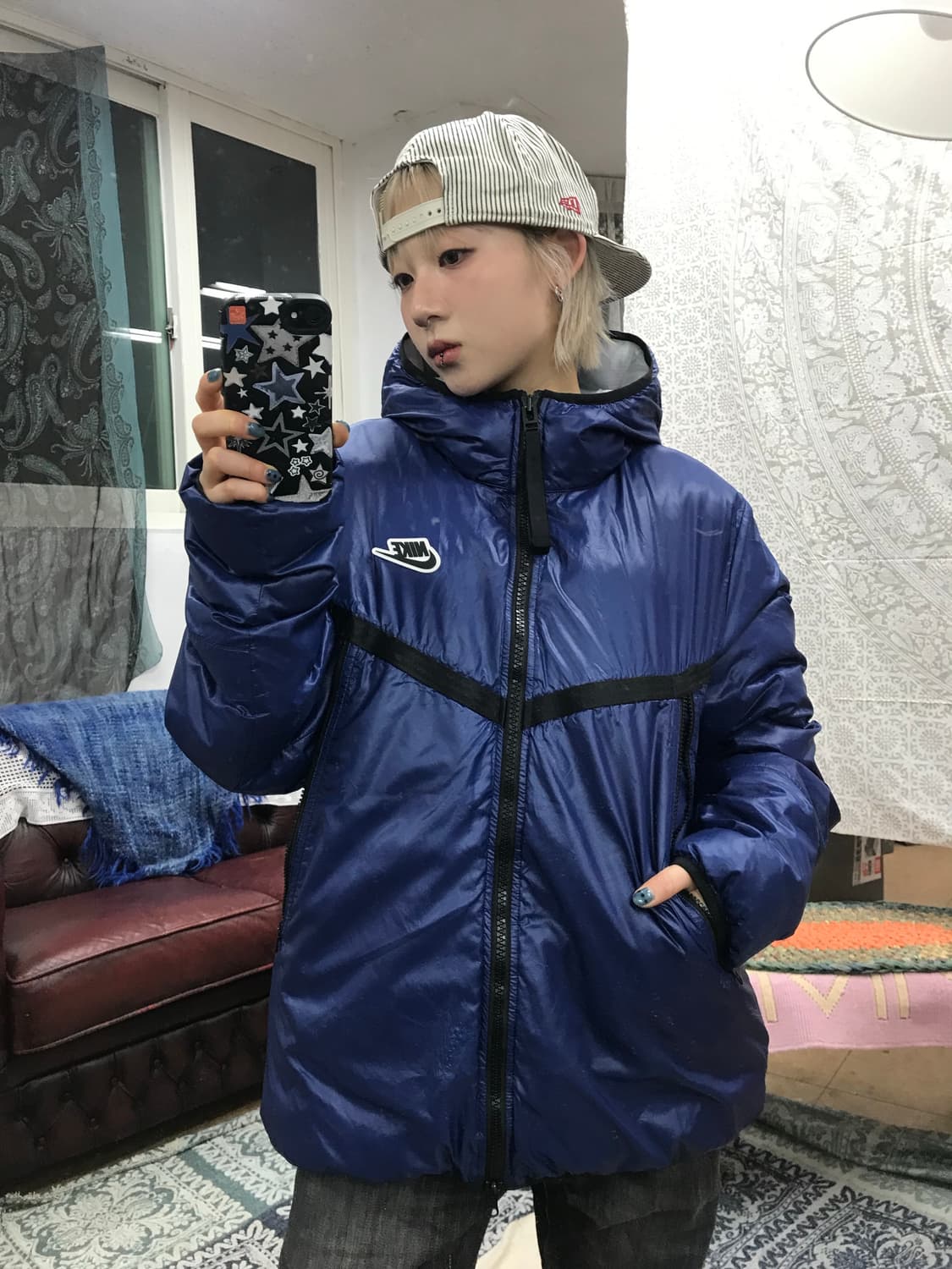 나이키 스트릿 딥블루 투웨이 후드 패딩  상품이미지1