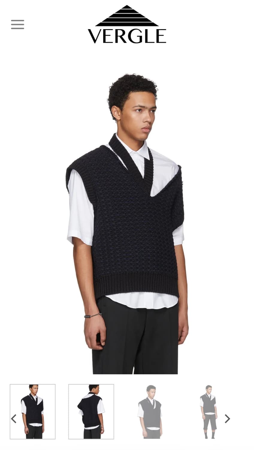 라프시몬스 RAF SIMONS Black Cropped Knit Vest 상품이미지2