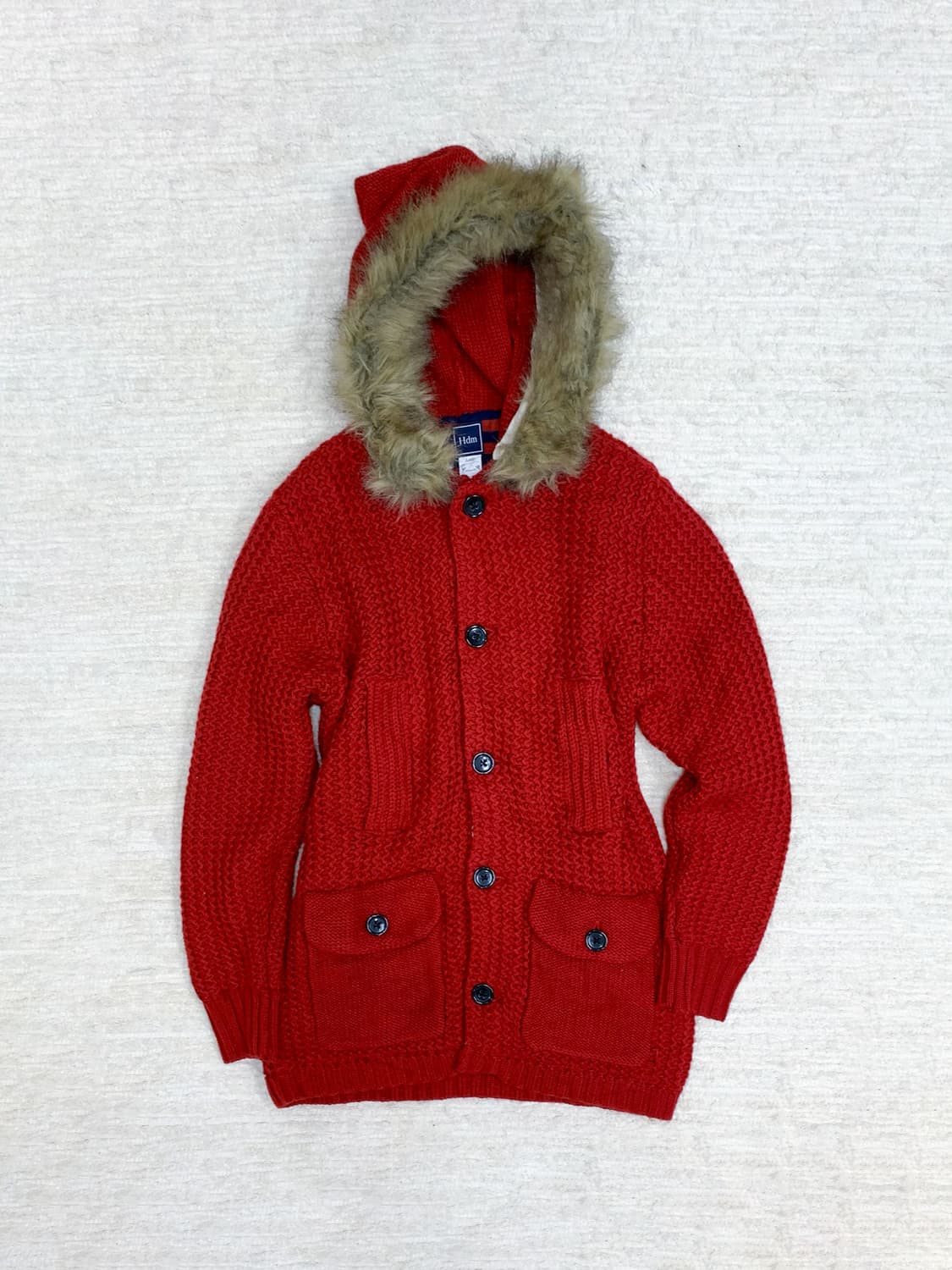  Red Knit Fur Outer 상품이미지1