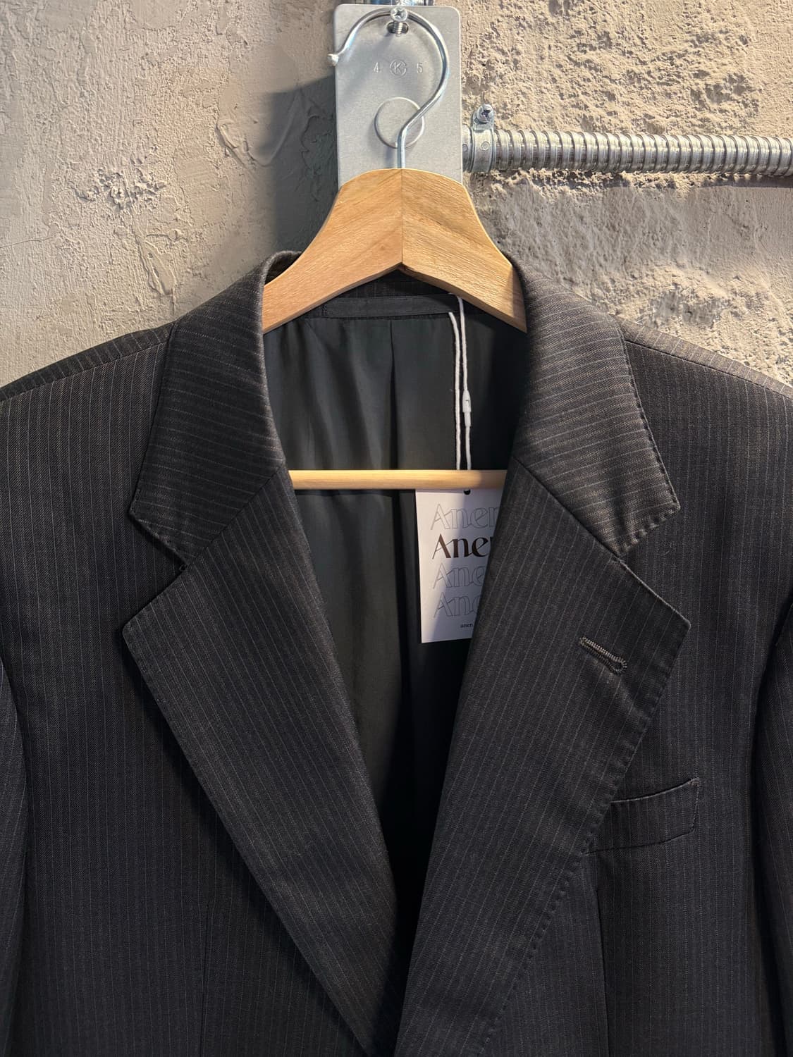 아르마니 꼴레지오니 ARMANI  핀스트라이프 울 블레이저 차콜 50 상품이미지4