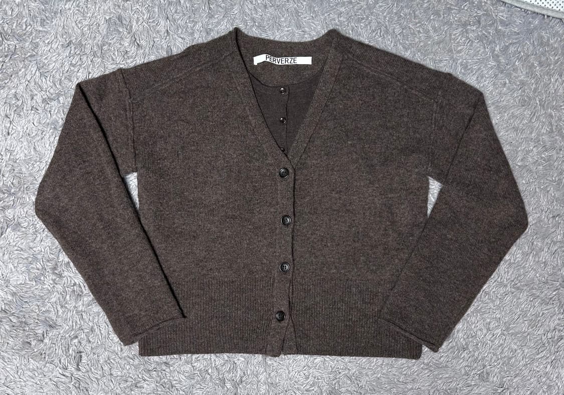 퍼버즈 twin layered knit cardigan brown OS 상품이미지2