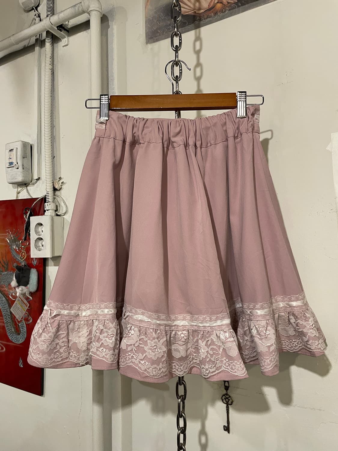 리본 레이스 핑크 스커트 러블리 갸루 상품이미지4