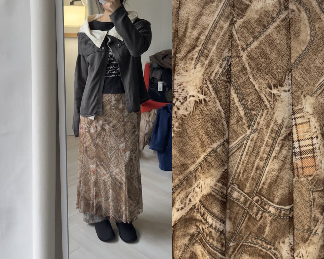[VTG] graphic printing long skirt 상품이미지1