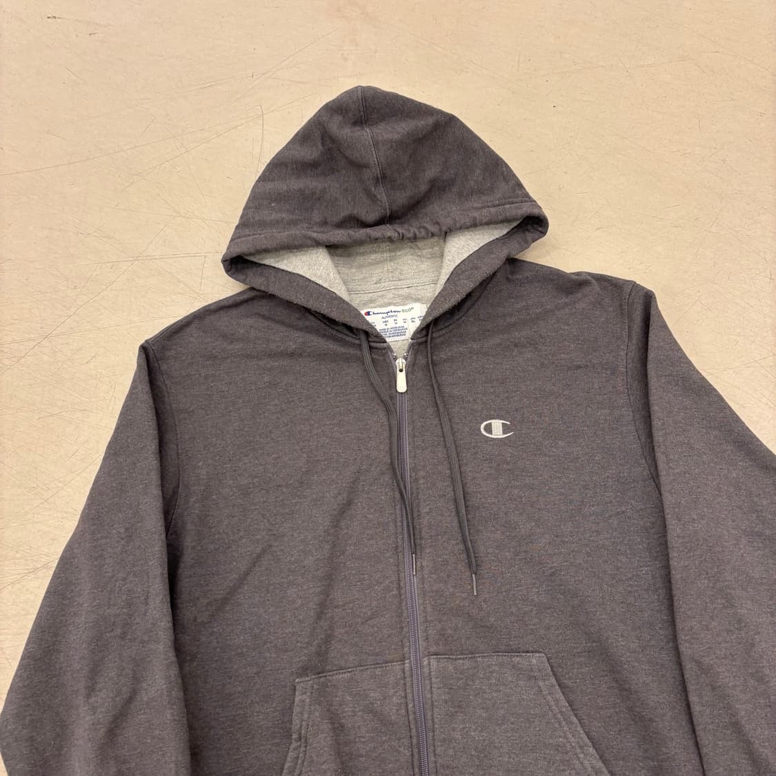 챔피온 그레이 스몰로고 후드 집업 상품이미지2