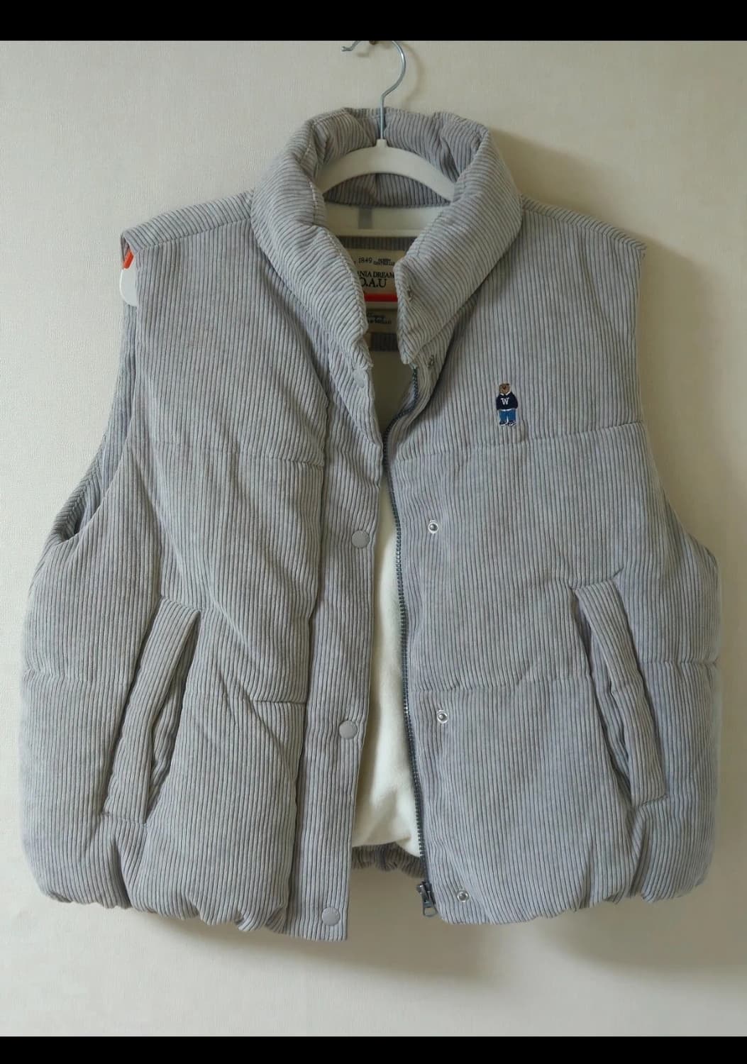 여자 후아유 코듀로이 곰돌이 조끼 L 그레이 상품이미지1
