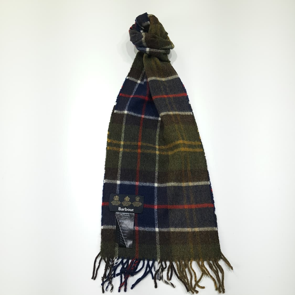 MX337 바버 그린 클래식 타탄체크 울 목도리 머플러 상품이미지1