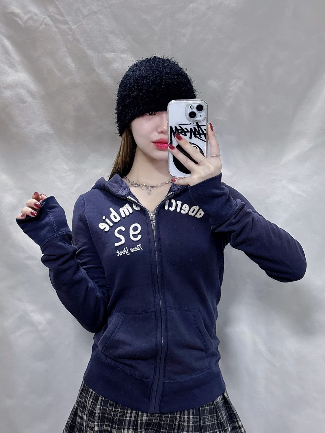 아베크롬비 딱붙핏 네이비 후드집업  상품이미지1