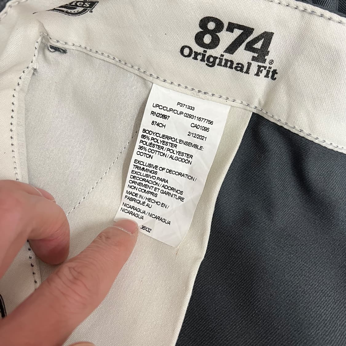 디키즈 874 오리지날핏 그레이 워크 팬츠 면바지 36 상품이미지4