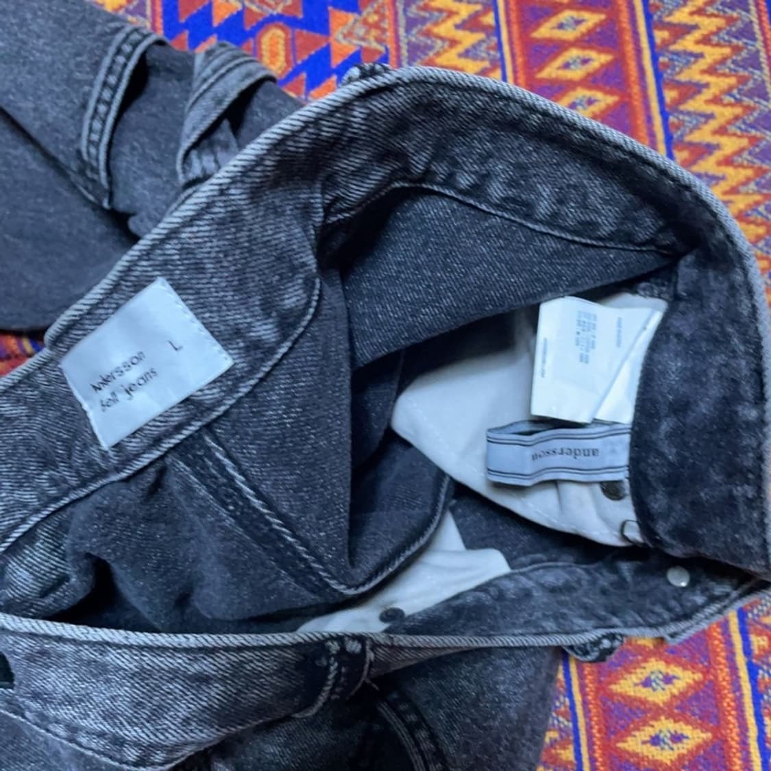 [33인치] 앤더슨벨 더블니 카펜터 흑청팬츠 상품이미지5