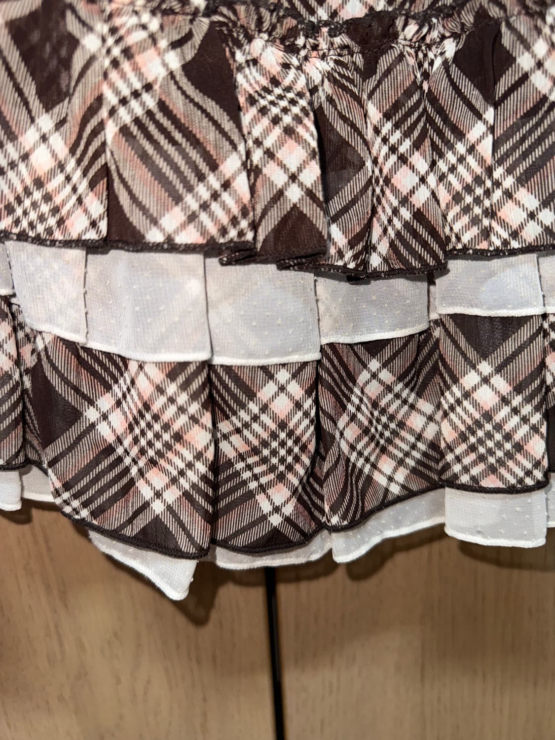 딸기초코 브라운 체크 프릴 레이스 스커트  상품이미지2