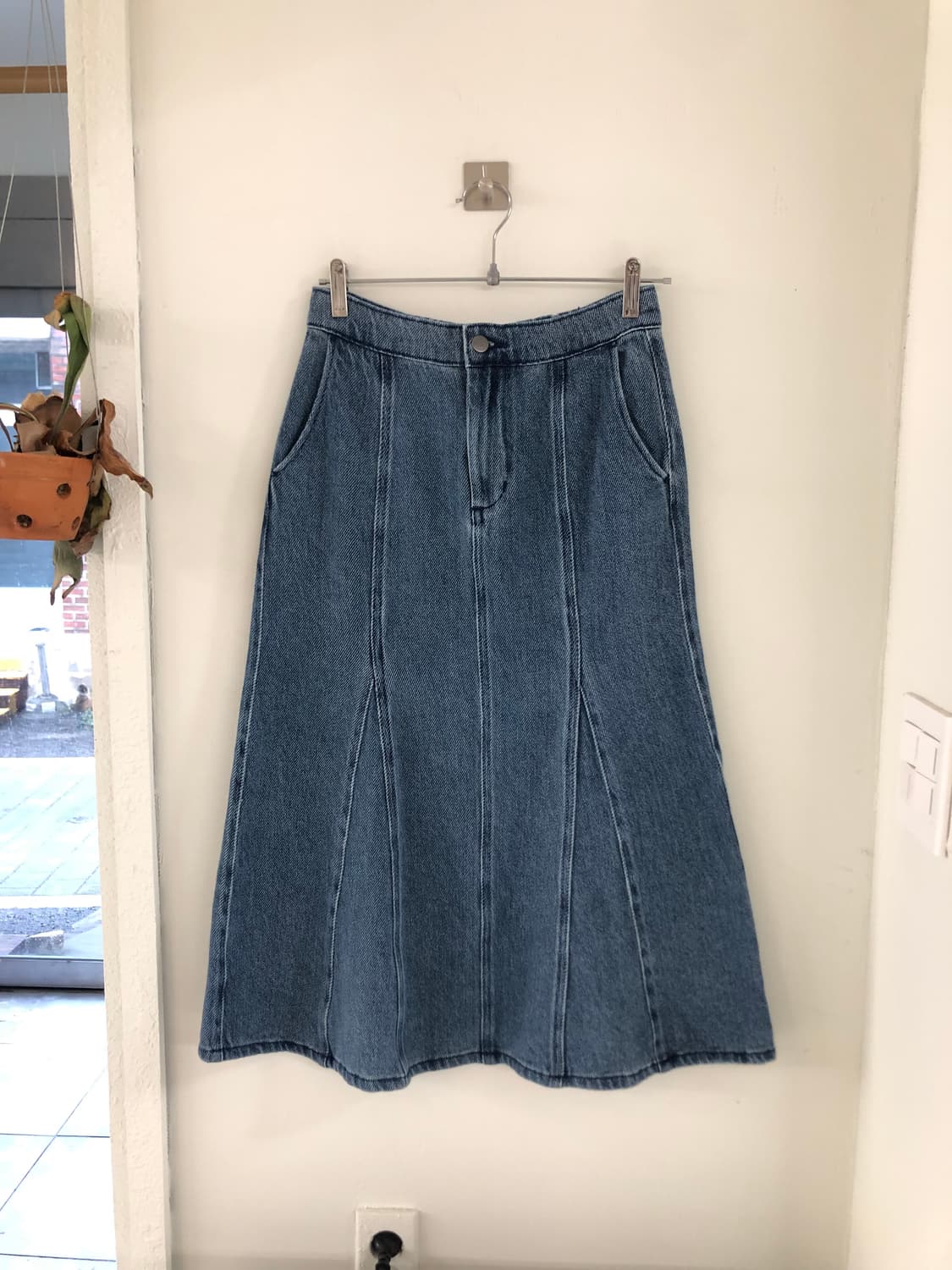 일본빈티지 데님 플레어 롱스커트 상품이미지5