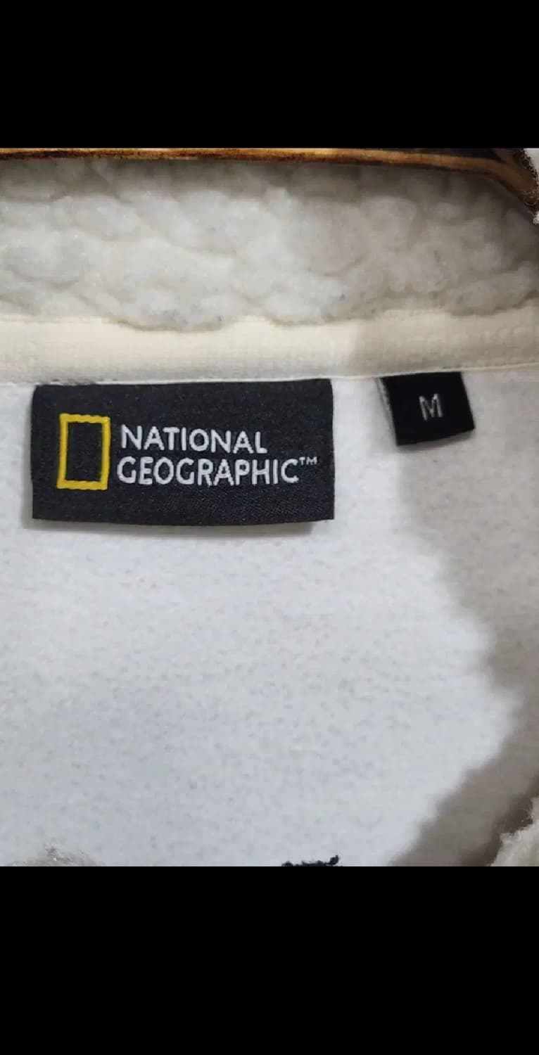 (L) 내셔널지오그래픽 후리스 점퍼 화이트 뽀글이 플리스 와펜자켓 상품이미지3