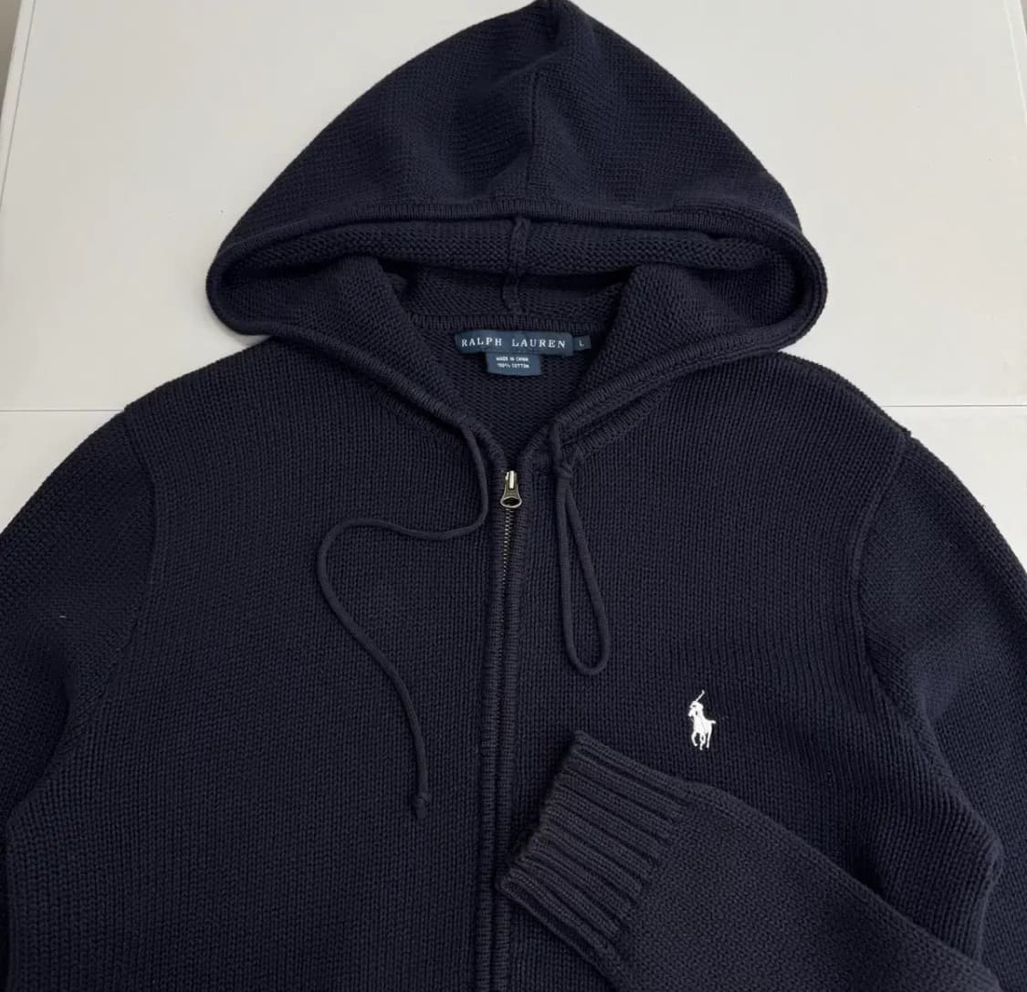 폴로 랄프로렌 니트 후드집업 L 네이비 상품이미지2