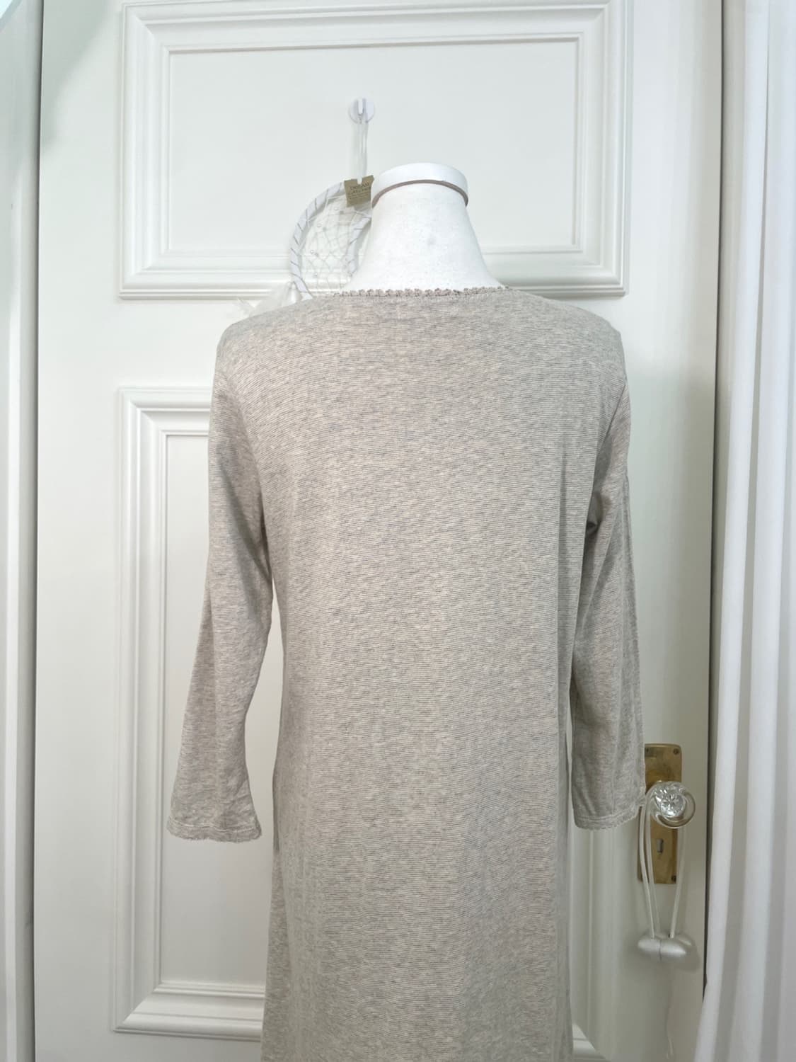 gray oatmeal lace trim cotton opc 상품이미지4