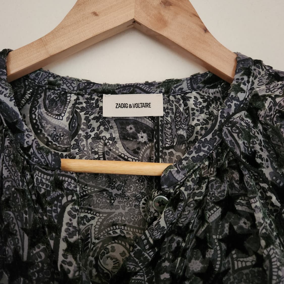 (택만뗀 새상품)쟈딕앤볼테르 시스루벨벳별패턴 원피스 (XS) 상품이미지4