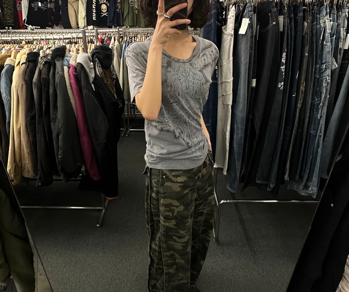 M)Ring of Fire 빈티지 십자가 프린팅 반팔 상품이미지2