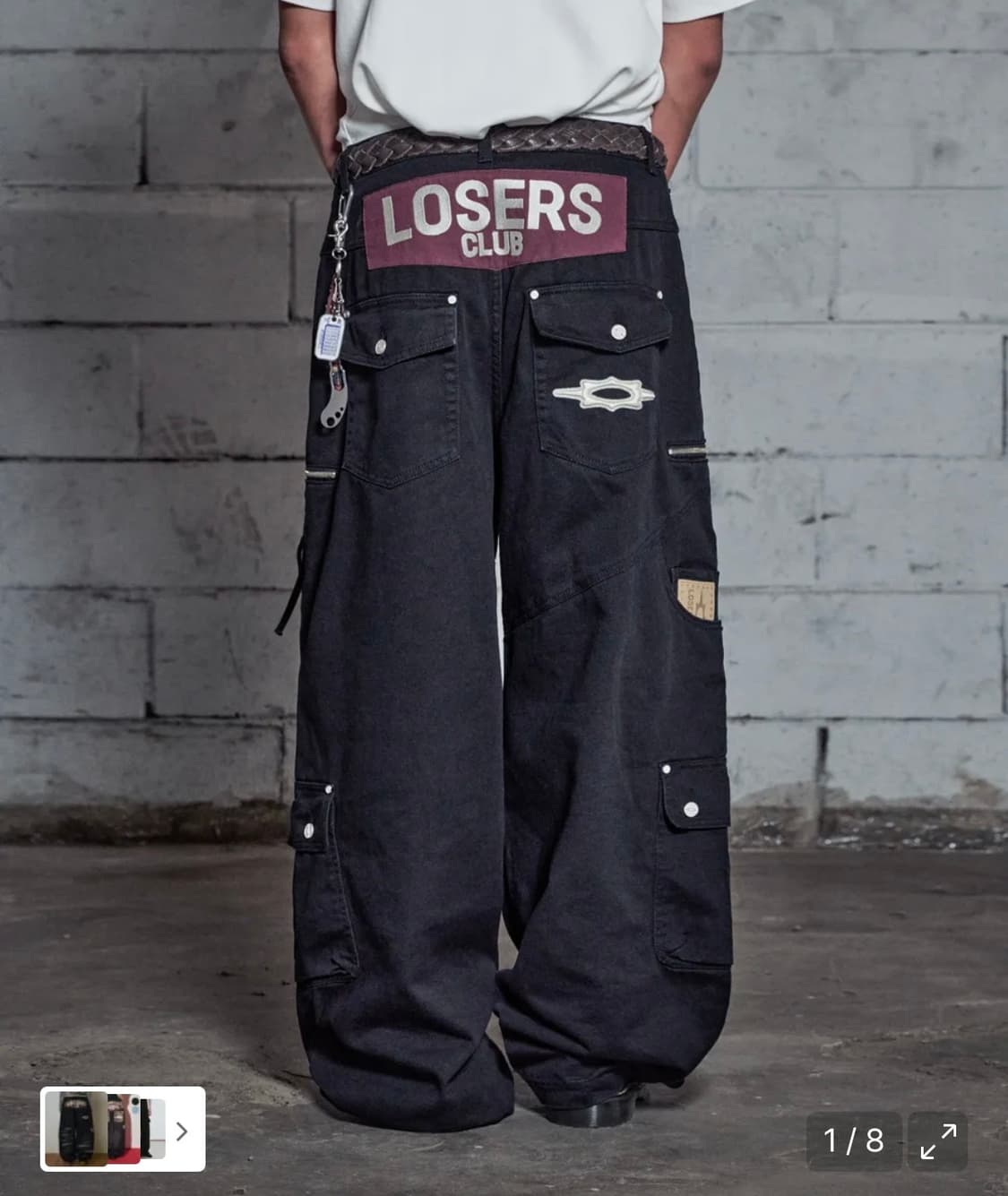 루저스클럽 바이커 카고 와이드 블랙 M 상품이미지1