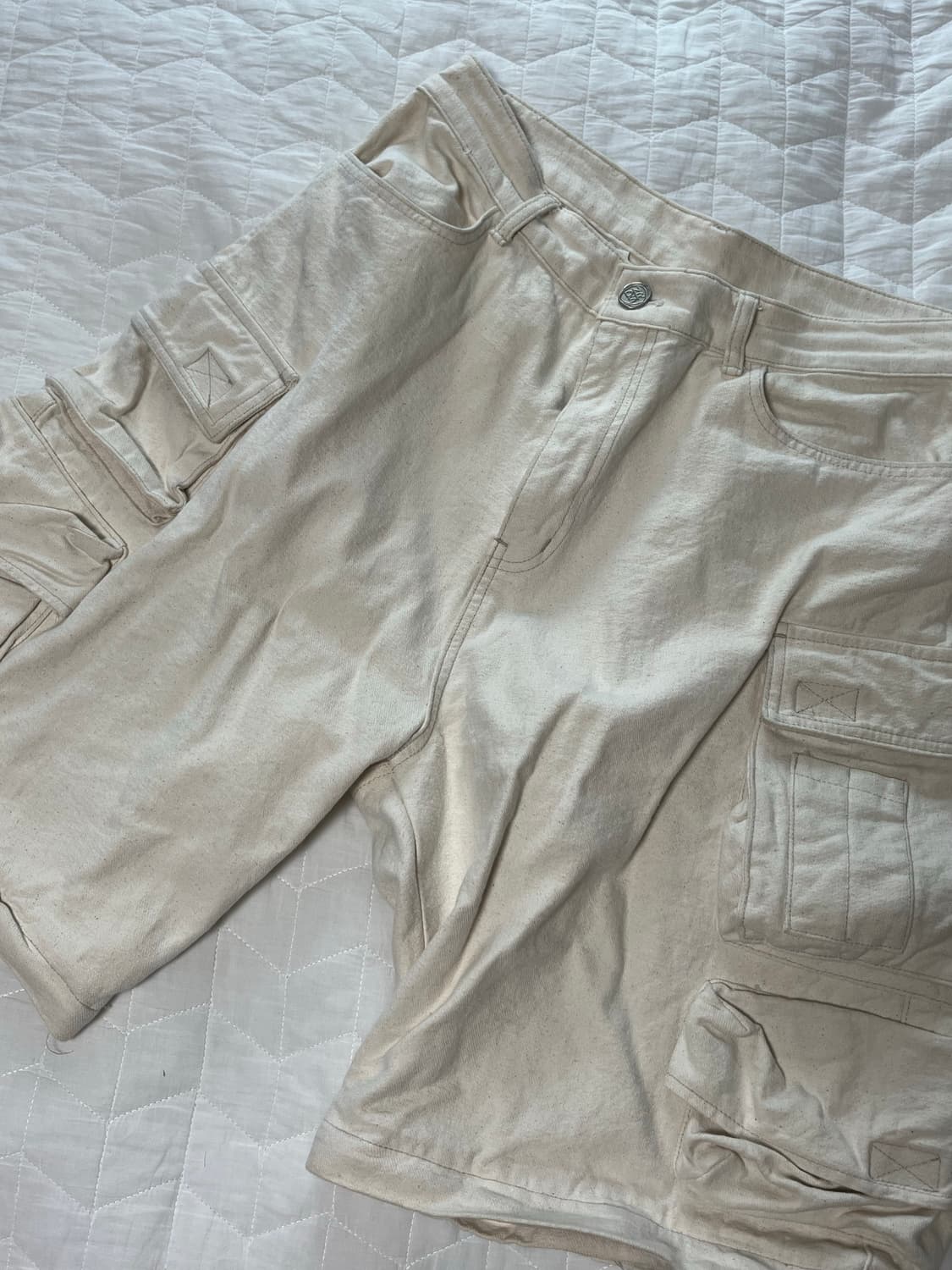 빈티지 카고 팬츠 반바지 아이보리 상품이미지4