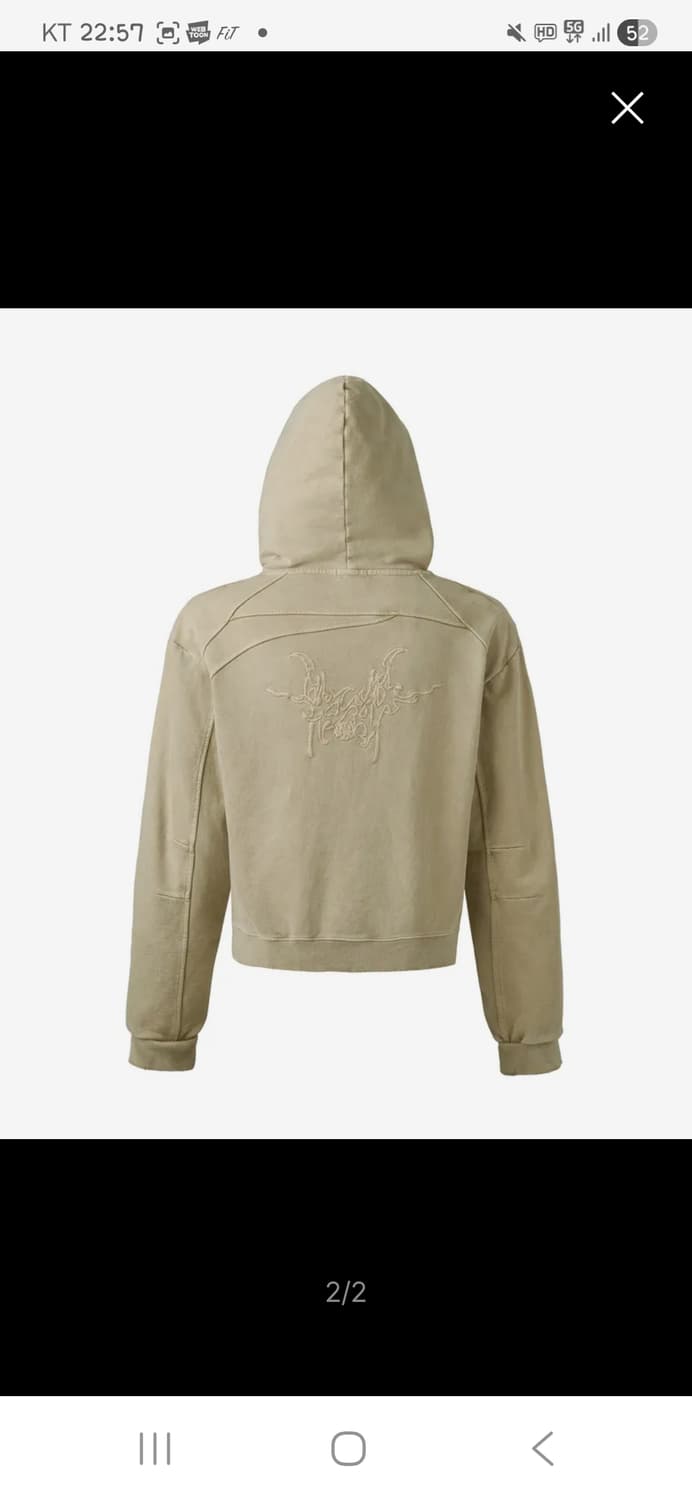 어나더유스 오버다이드 크롭 후드집업 베이지 상품이미지2