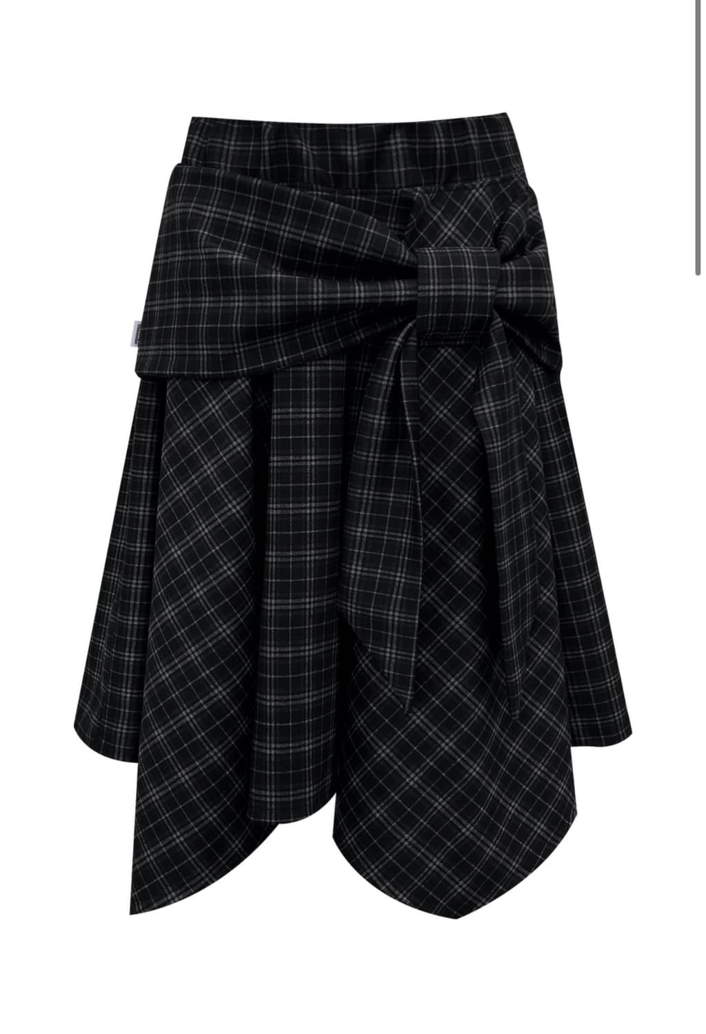 체메씨 보우 언발란스 스커트 블랙체크 상품이미지1