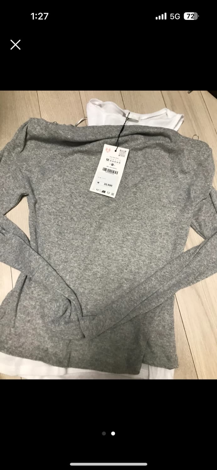 자라 더블 스타일 언밸런스 티셔츠 상품이미지1