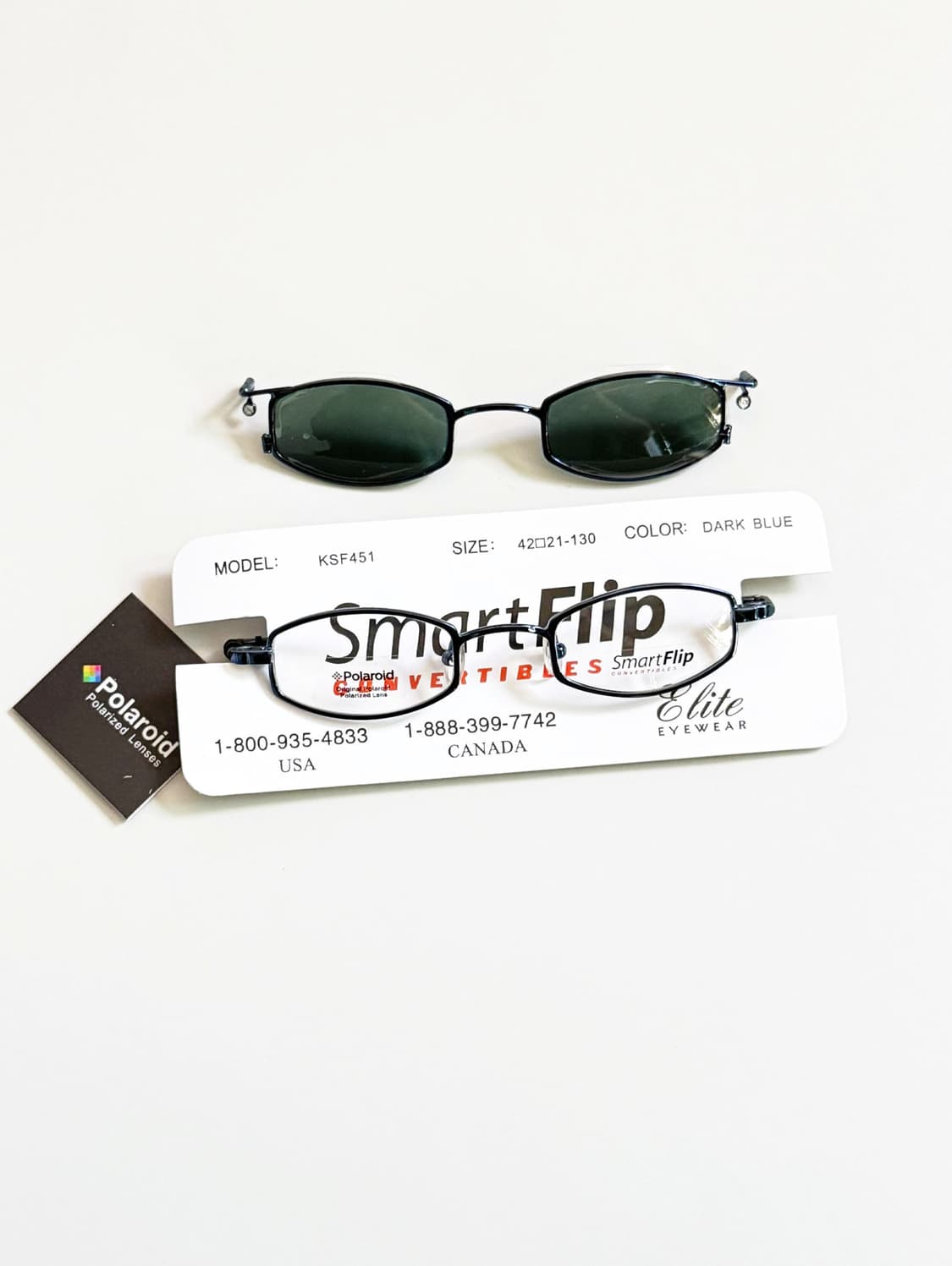 미국제 ELITE 클립온 다크블루 슬림 오벌 프레임 빈티지 안경 상품이미지1