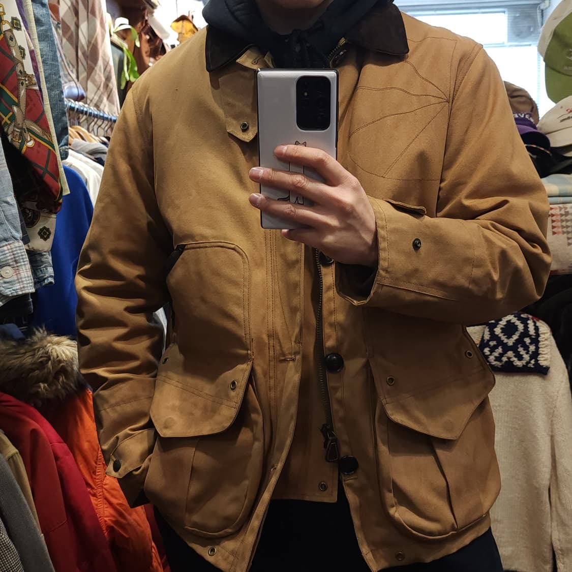 90s 폴로 헌팅자켓 랄프로렌 하드 캔버스 레더 왁스자켓 L 상품이미지9