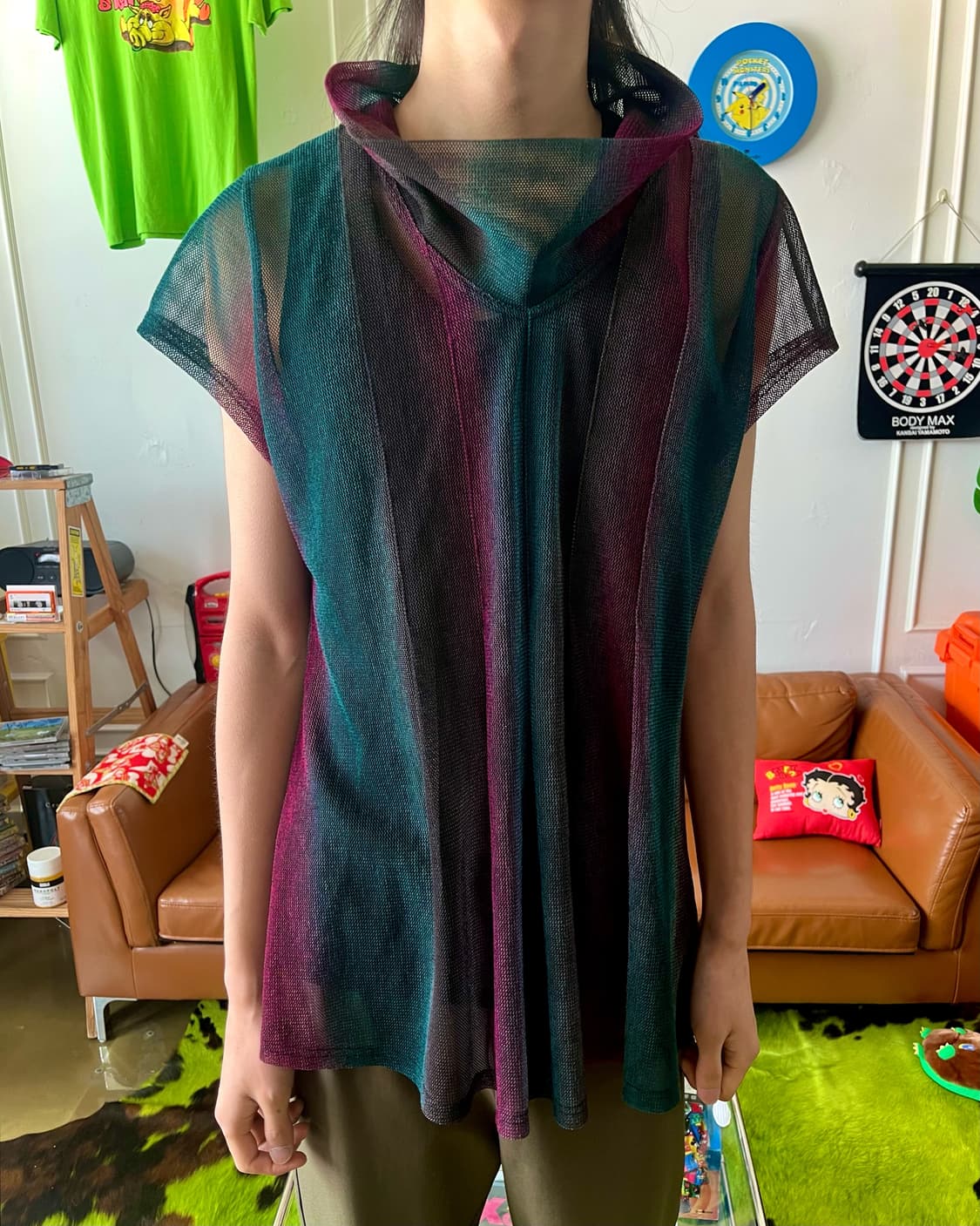 Japanese Vintage High Neck Mesh Top 상품이미지2