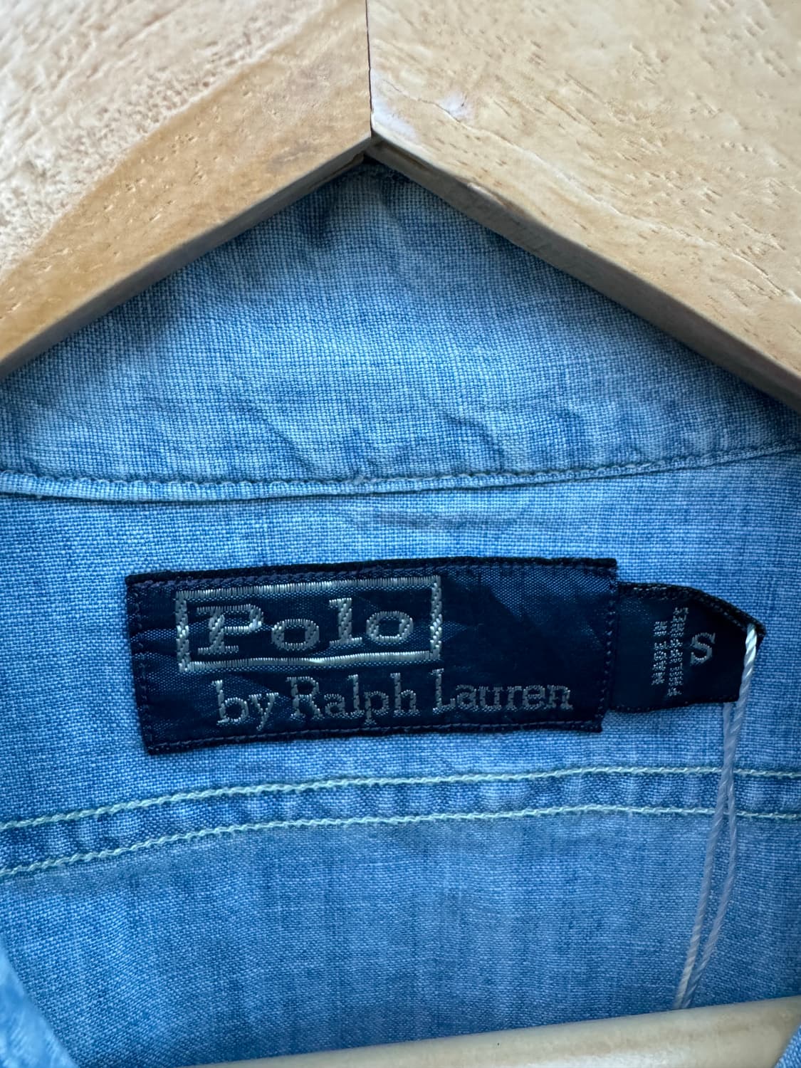 폴로 랄프로렌 빈티지 미해군 스탠실 샴브레이 셔츠 s  상품이미지6