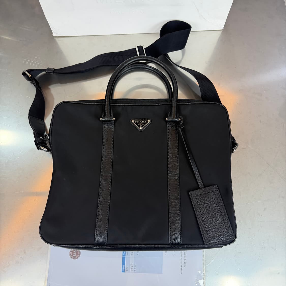 [리오브] 프라다 리나일론 로고 브리프케이스 숄더 토트백 상품이미지2