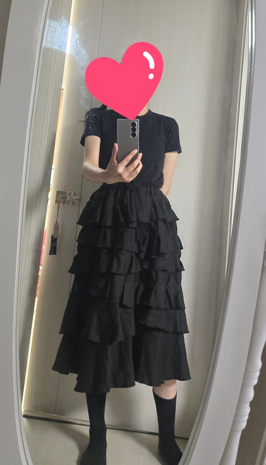 블랙 꼼데가르송 티어드 러플 스커트 2022ss  xs 상품이미지8