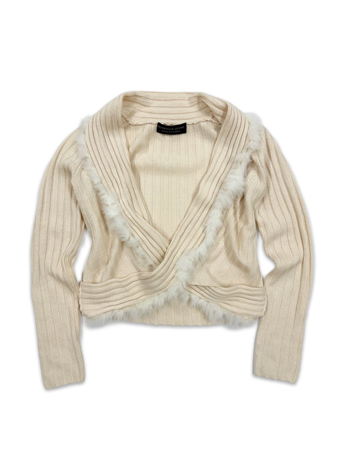 빈티지 ALDRIDGE JEUNE 아이보리 퍼 레이어드 니트 상품이미지1